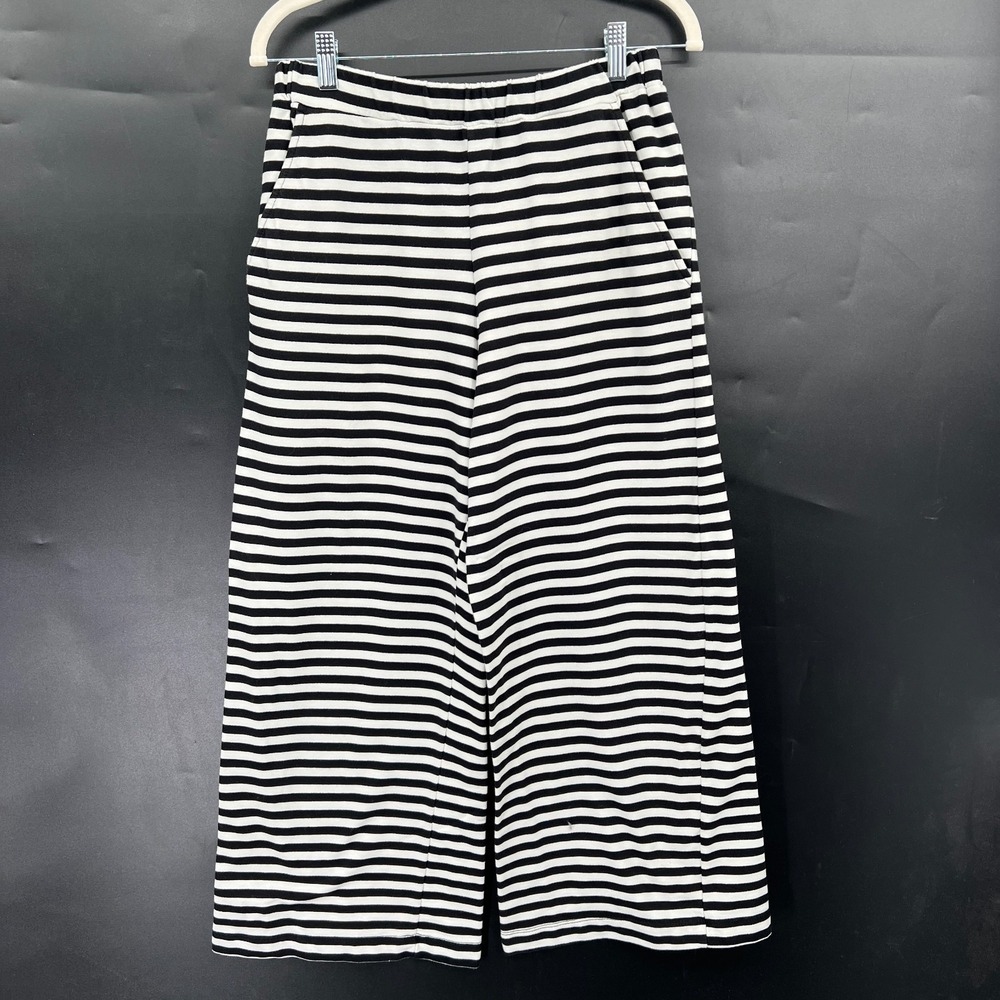 URBAN Alembika white black stripe wide leg pants avant-garde‎ downtown-edge 8 10